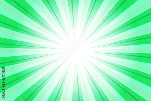 Spotify Green Abstract Sunlight Background. Glow Effect Sunburst Background for Presentation, Banner, Poster, Flyer, Sales. Pop Art Template for Summer and Spring. Rays Vector Theme.