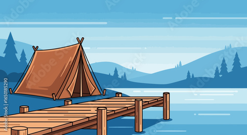Scenic Camping Retreat By the Lake With a Cozy Tent And Wooden Pier