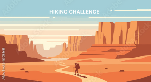 Scenic Grand Canyon Hiker On A Trail In The Desert Adventure Landscape