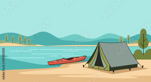 Scenic Lakeside Campground With Kayak Adventure And Tranquil Outdoor Scenery