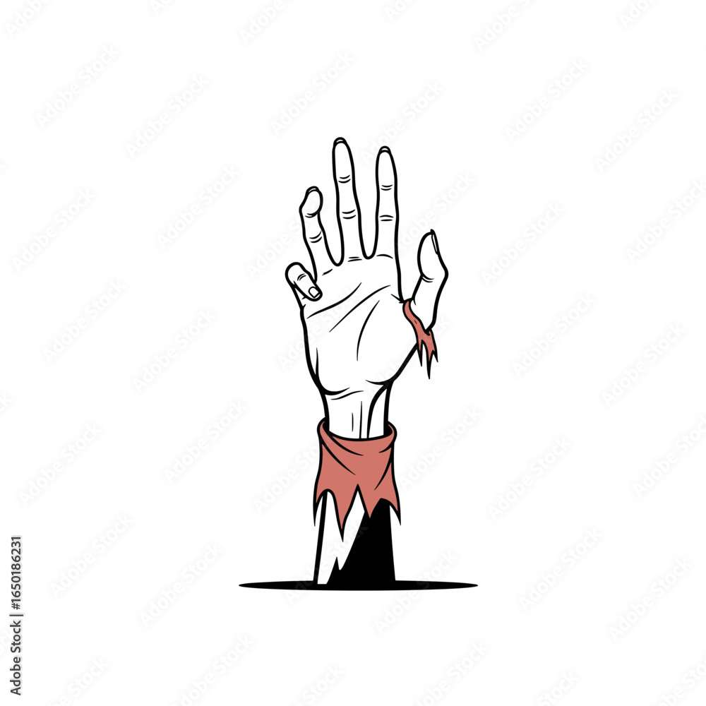 Fototapeta premium Scary zombie hand rising from grave halloween horror element