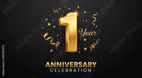 One Year Anniversary Celebration with Gold Confetti