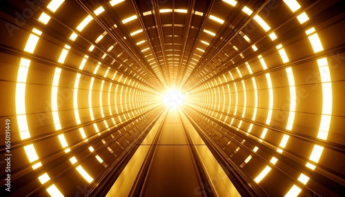 Golden Futuristic Tunnel Light.