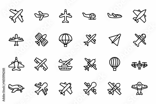 Collection of Airplane Icons Air Travel Transportation
