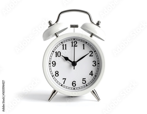 Wallpaper Mural White Alarm Clock Showing Specific Time, Minimalist Design. Torontodigital.ca