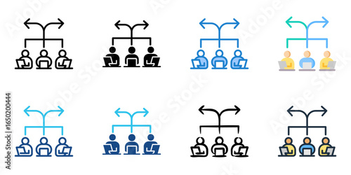 Distributed decision making icon set multiple style collection 

