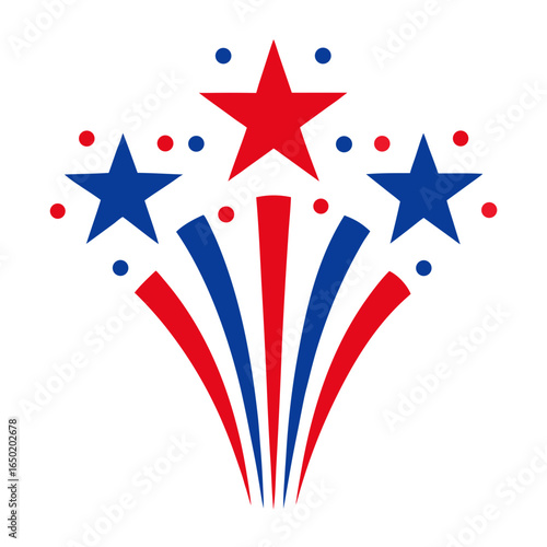 Red white and blue stars and stripes fireworks