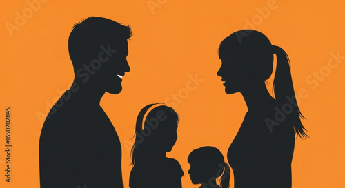 Family silhouette vector art illustration parents and children happy family concept stock vector graphic design