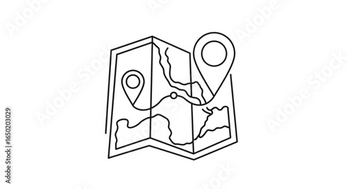 Travel map with location pin vector illustration for destination guide and vacation planning trip concept