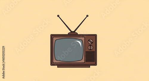 Vintage television set vector illustration for retro tv antique media and old fashioned technology design 100
