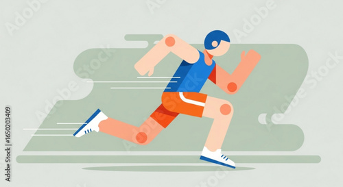 Man running fast marathon sprint athlete runner sport exercise fitness training workout cardio competition race speed