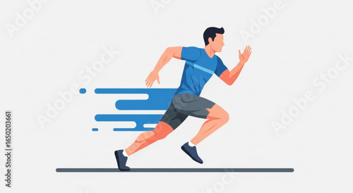 Man running fast vector illustration for fitness training and sports activities and athletics concept