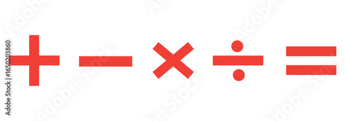 Basic mathematical symbol. Plus, minus, multiply, divide icon set. Plus and minus icon set. Math symbol. Plus icon, Minus icon, Multiply icon, Divide icon