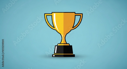 Golden trophy award achievement icon vector illustration for winning and success concept design element