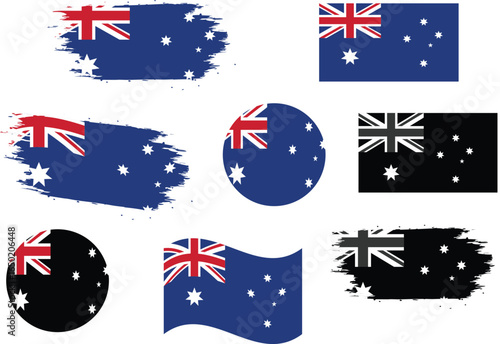 Australia Flag Designs in Various Styles and Formats.