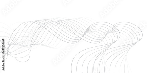 Minimalist Geometric Composition with Flowing Parallel Lines Creating Abstract Monochrome Landscape for Technology and Business Presentation Templates