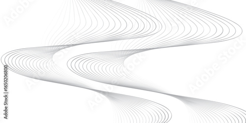 Minimalist Geometric Composition with Flowing Parallel Lines Creating Abstract Monochrome Landscape for Technology and Business Presentation Templates