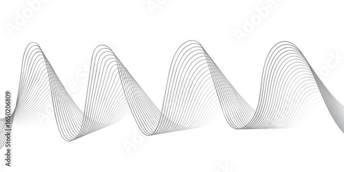 Minimalist Geometric Composition with Flowing Parallel Lines Creating Abstract Monochrome Landscape for Technology and Business Presentation Templates