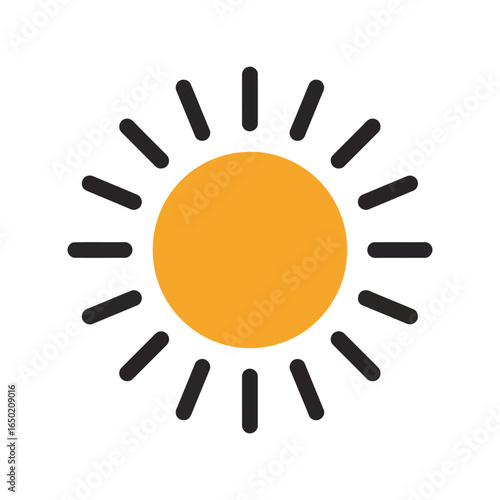 Bright sun icon sunny day weather symbol summer heat graphic daylight illustration