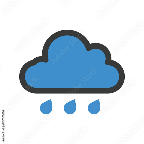 Blue rain cloud vector illustration weather forecast icon precipitation symbol overcast sky graphic