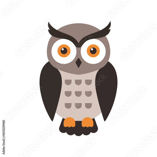 Cute cartoon owl illustration wise bird nocturnal animal forest creature vector graphic