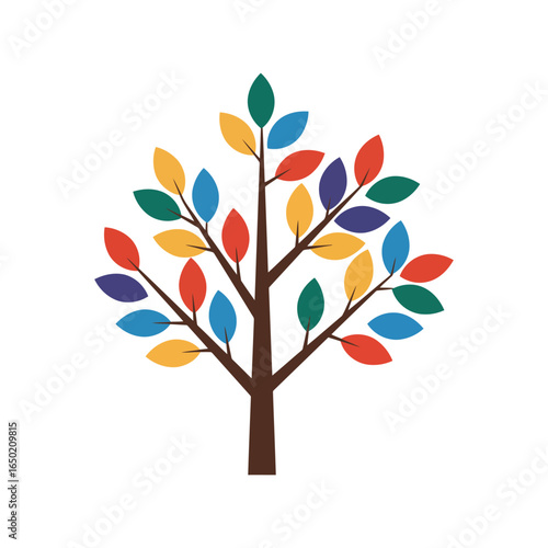 Colorful tree illustration with vibrant leaves autumn foliage nature art seasonal design