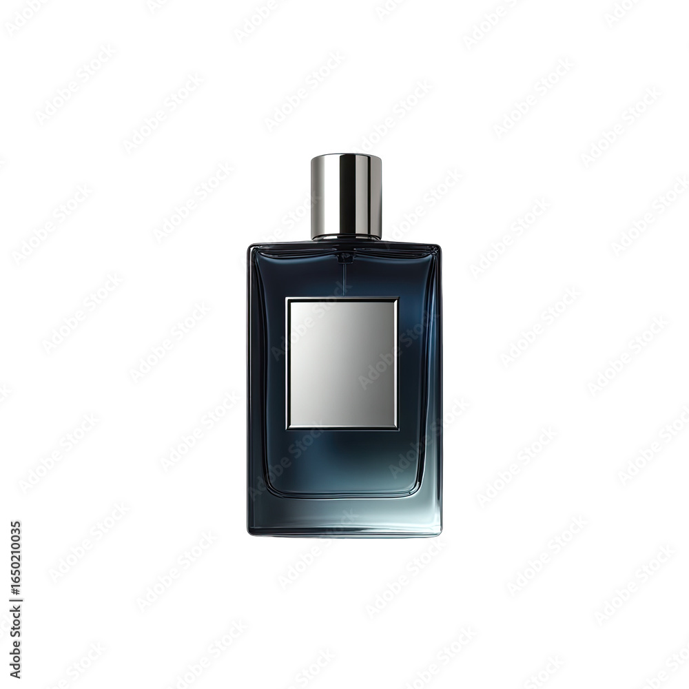 Empty dark-blue glass perfume bottle on black background. Empty dark-blue glass perfume bottle on black background.