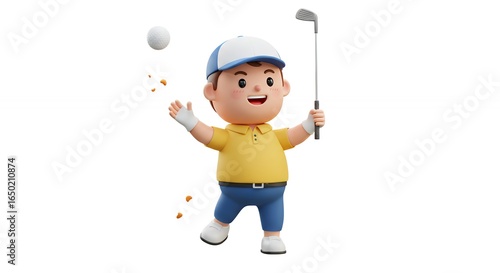 Cartoon character playing golf