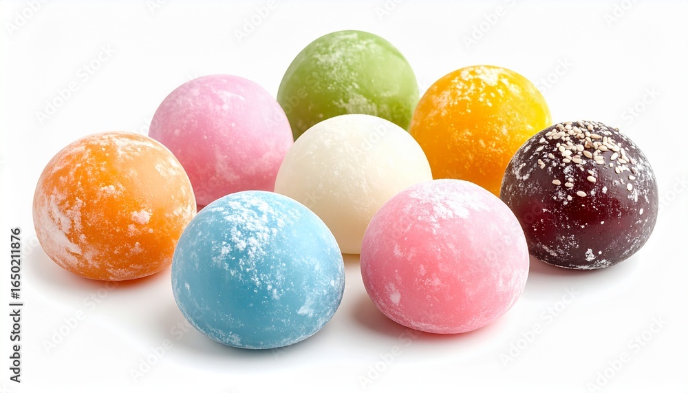 Fototapeta premium Japanese colorful mochi isolated on white background 