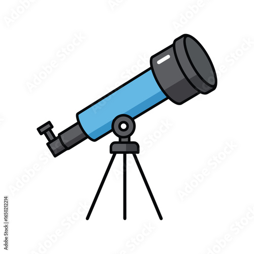 Blue telescope vector illustration astronomy equipment stargazing tool space exploration science instrument isolated eps graphic