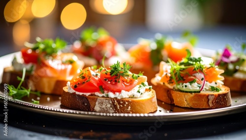 Smoked Salmon Canaps with Festive Food.