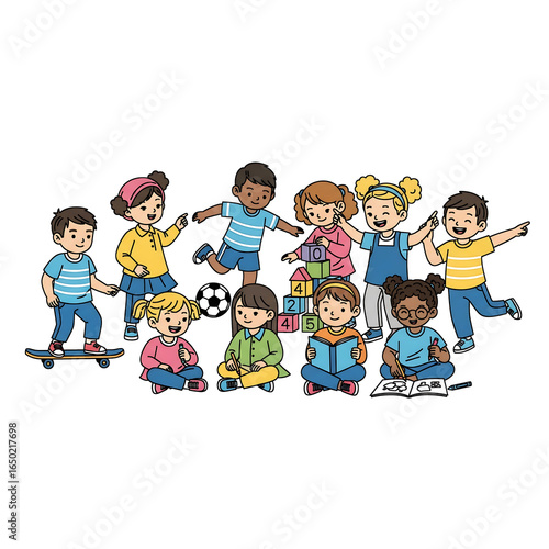 Cartoon Kids in Traditional Cultural Costumes – Diversity and Multicultural Illustration