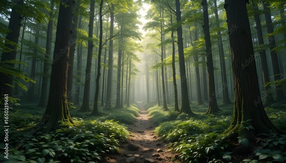 Fototapeta premium Sustainability net zero carbon negative forest nature Biodiversity Diversity, Generative AI