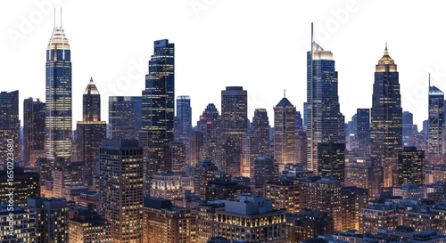 City skyline at night with lights isolated on transparent background © Mohammad