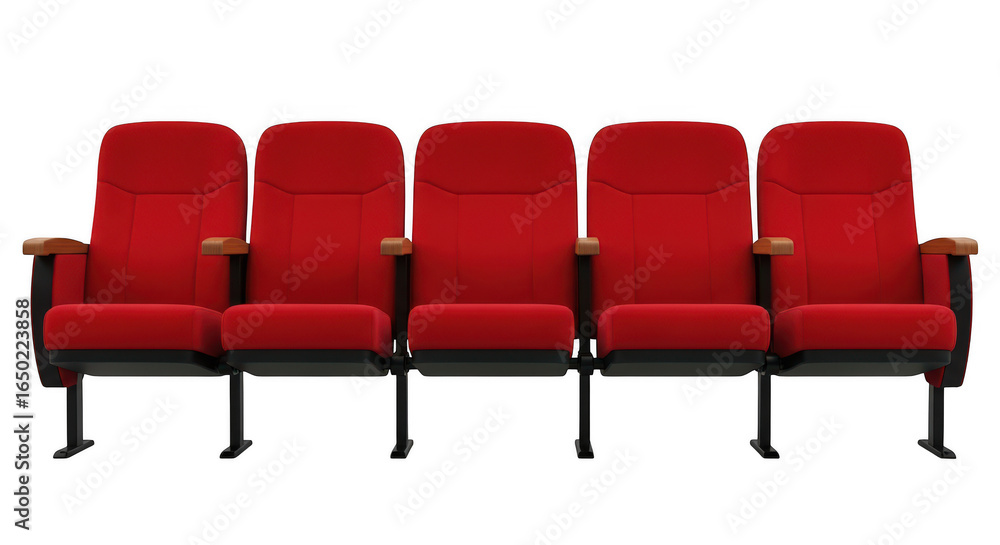 Obraz premium A row of red theater seats isolated on transparent background