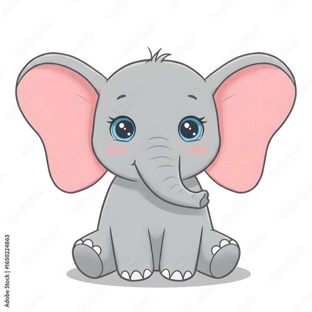 Naklejka premium Adorable cartoon baby elephant sitting