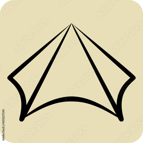Icon Sun Shade. related to Spf and Sun symbol. hand drawn style. design editable