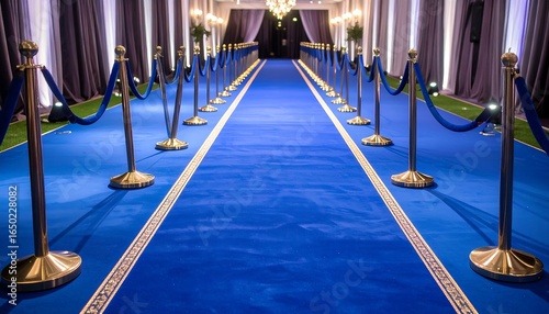 Blue carpet walkway in a hall