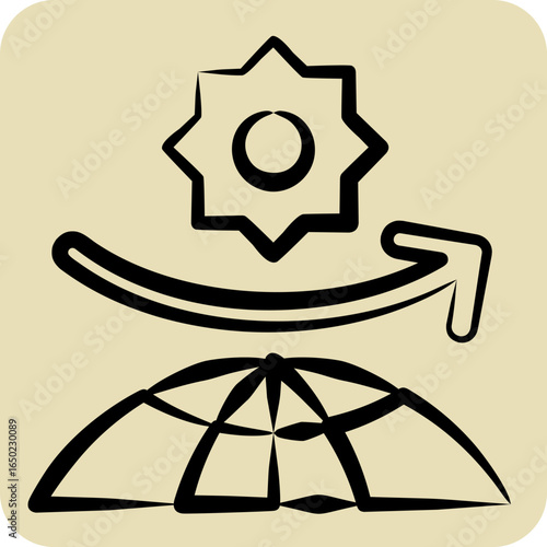 Icon Ozone Layer. related to Spf and Sun symbol. hand drawn style. design editable