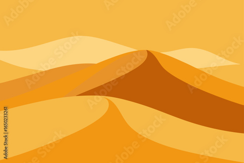 Abstract desert landscape with rolling sand dunes in warm orange tones