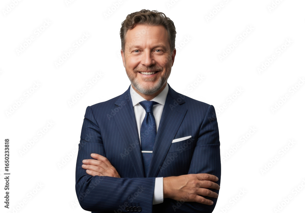 Professional businessman portrait smiling with arms crossed wearing a suit isolated on transparent background for design and marketing materials isolated on transparent background Professional businessman portrait smiling with arms crossed wearing a suit isolated on transparent background for design and marketing materials isolated on transparent background