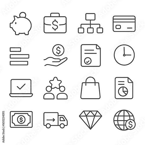 Business and Finance Line Icons – Minimalist Vector Set