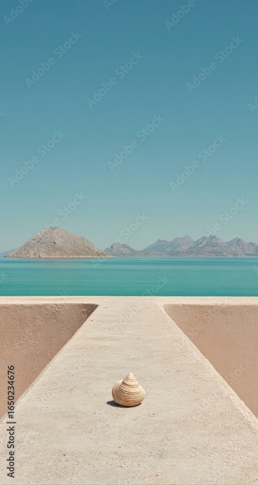 Obraz premium Seashell on path to horizon