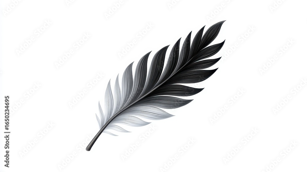 Fototapeta premium Elegant monochrome feather showcasing intricate details and smooth gradients.