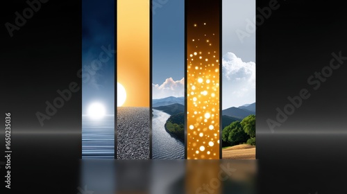 Abstract representation of natural landscapes and light transitions.