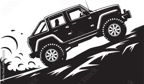 Off-road vehicle conquering challenging terrain with power