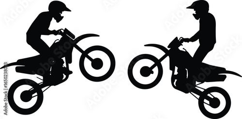 Motocross dirt bike rider silhouette, motocross stunt jump, off-road motorcycle racing, extreme sports action, motocross helmet, dirt biking, adrenaline rush, motocross competition, 