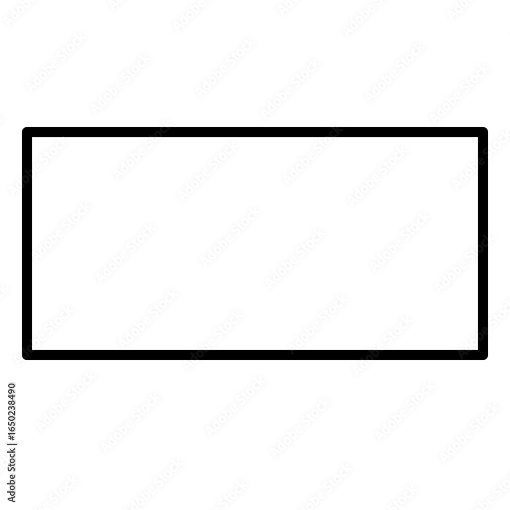 Obraz premium Minimal black rectangle outline vector, basic geometric shape design for education, layout, frames, icons, and creative patterns.