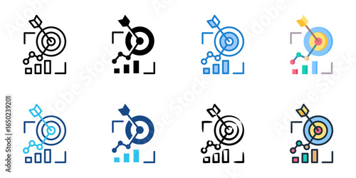 Results oriented work icon set multiple style collection 
