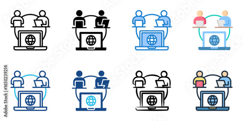 Collaboration platforms icon set multiple style collection 
